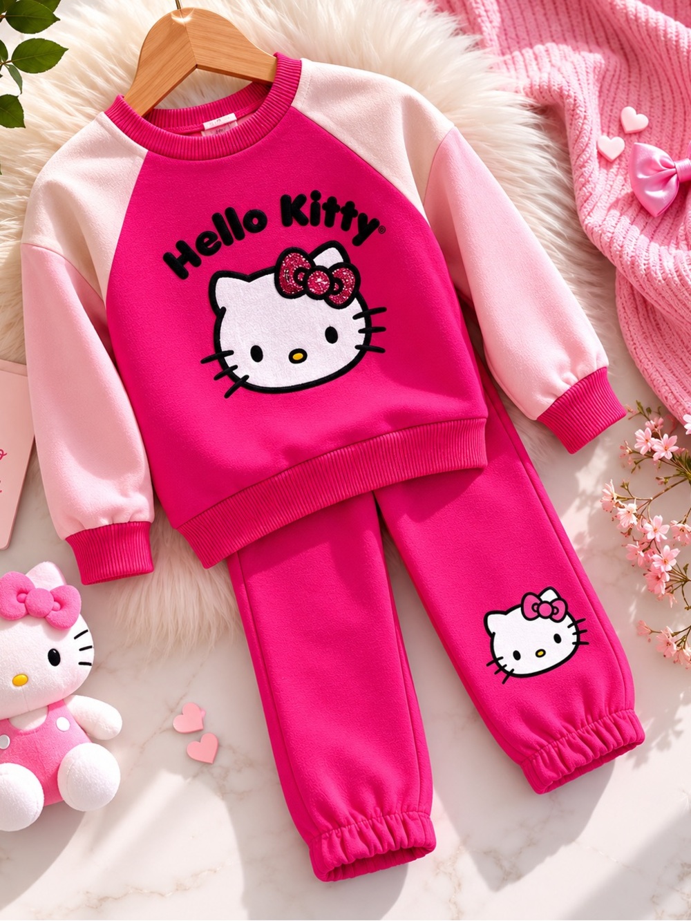 Hello Kitty Two-Piece Cozy Lounge Set – Hot Pink & Light Pink